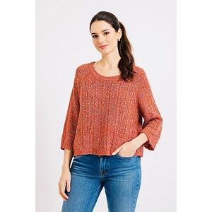 Anthropologie Moth Marked Cotton Oversized Crew Neck Tunic Sweater Size Small